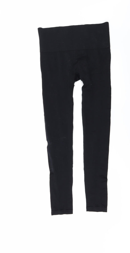 WORKOUT Womens Black   Compression Leggings Size S L27 in