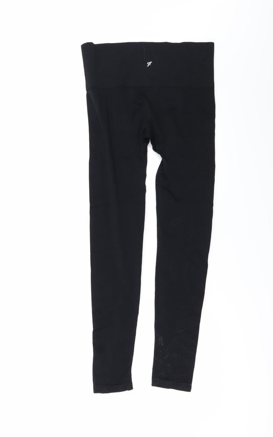 WORKOUT Womens Black   Compression Leggings Size S L27 in