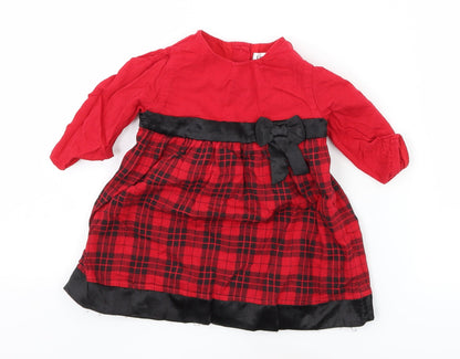 Ladybird Girls Red Plaid  A-Line  Size 3-6 Months