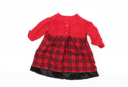 Ladybird Girls Red Plaid  A-Line  Size 3-6 Months