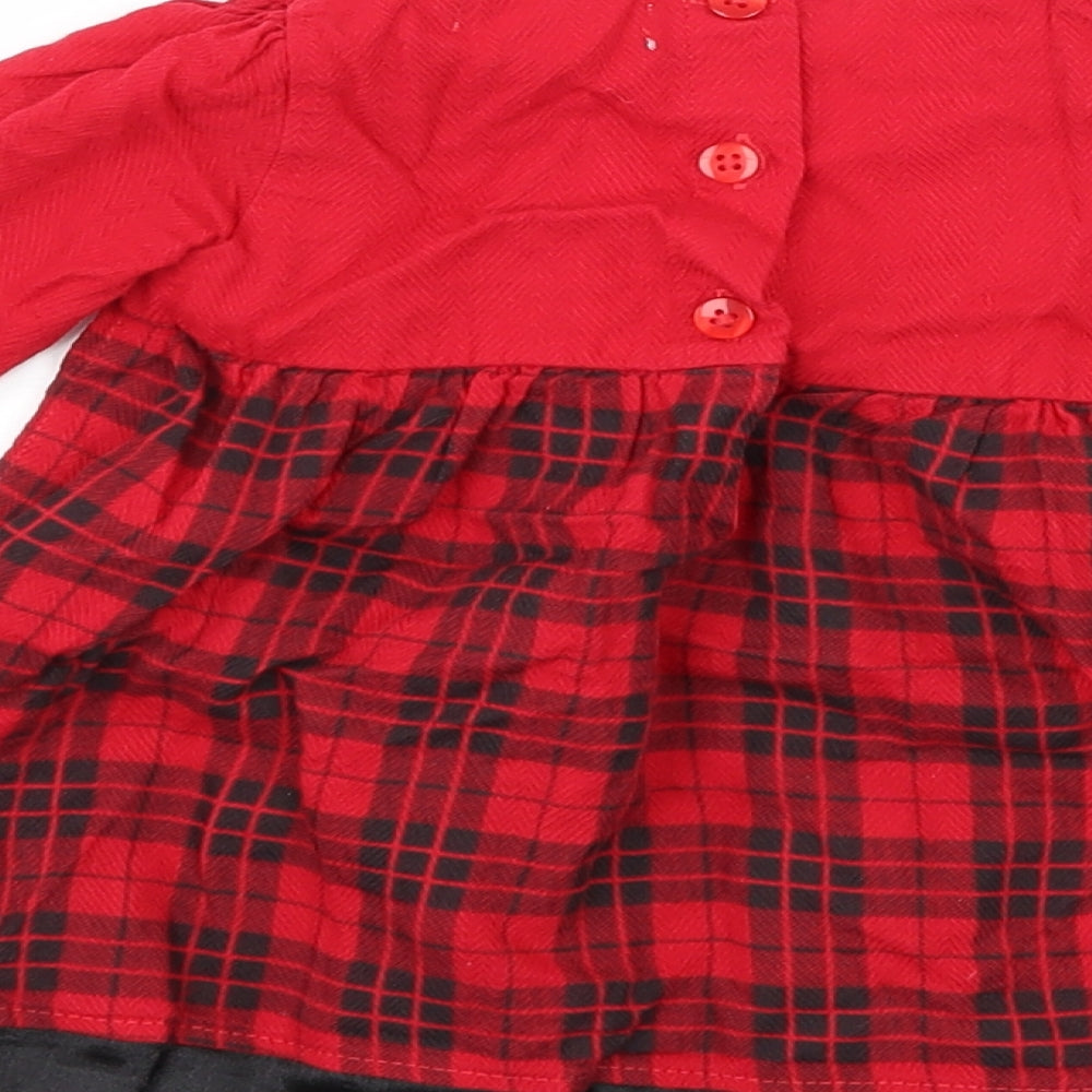 Ladybird Girls Red Plaid  A-Line  Size 3-6 Months