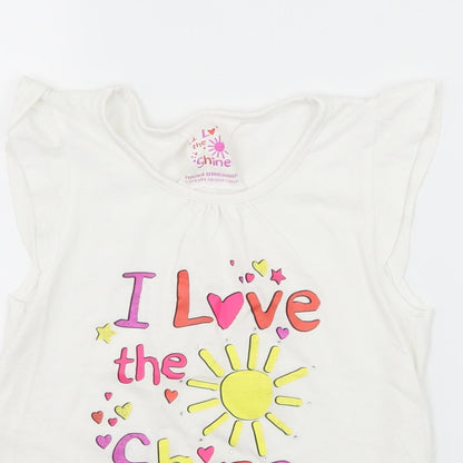 Young Dimension Girls White  Jersey Basic T-Shirt Size 7-8 Years  - I love Sunshine