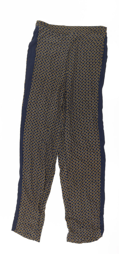 TU Womens Blue Geometric  Trousers  Size 8 L29 in