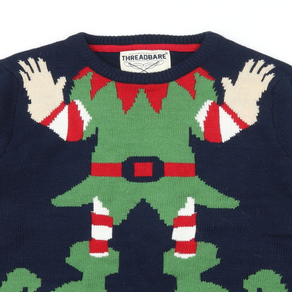 Threadbare Mens Blue  Knit Pullover Jumper Size S  - Elf