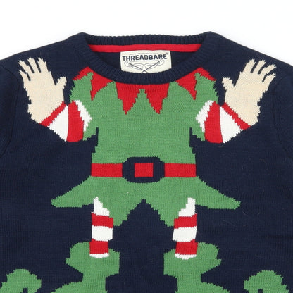 Threadbare Mens Blue  Knit Pullover Jumper Size S  - Elf