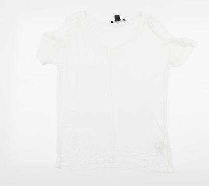 Atmosphere Womens White  Jersey Basic T-Shirt Size 6  - Cut Out Shoulder