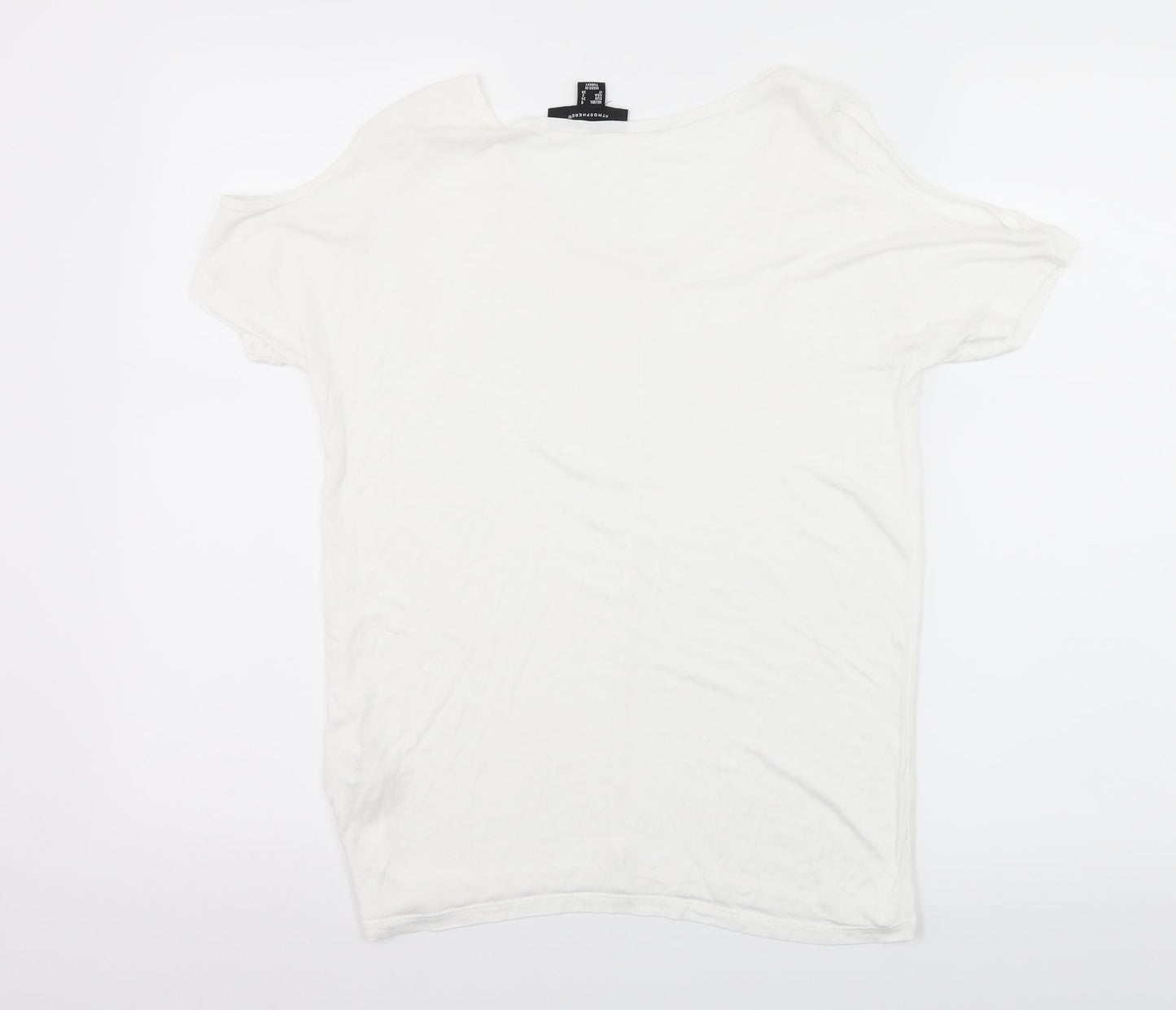 Atmosphere Womens White  Jersey Basic T-Shirt Size 6  - Cut Out Shoulder