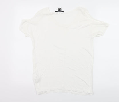 Atmosphere Womens White  Jersey Basic T-Shirt Size 6  - Cut Out Shoulder