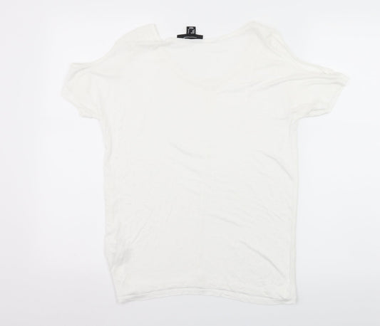 Atmosphere Womens White  Jersey Basic T-Shirt Size 6  - Cut Out Shoulder