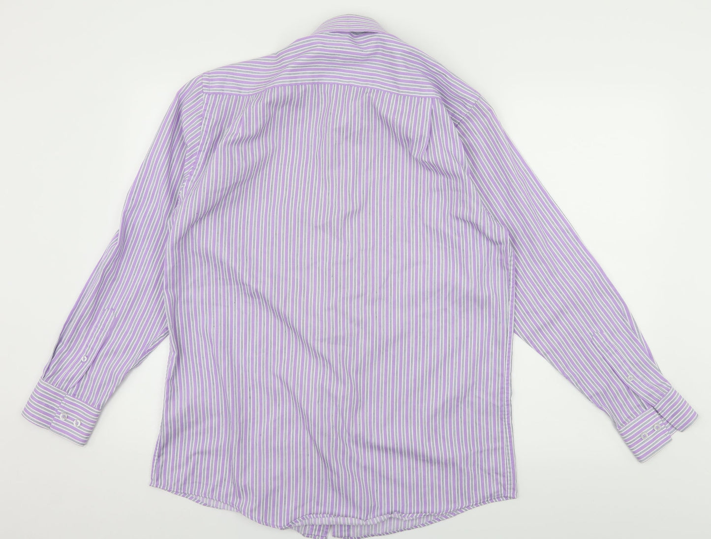 Taylor & Wright Mens Purple Striped   Button-Up Size 15.5