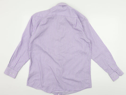 Taylor & Wright Mens Purple Striped   Button-Up Size 15.5