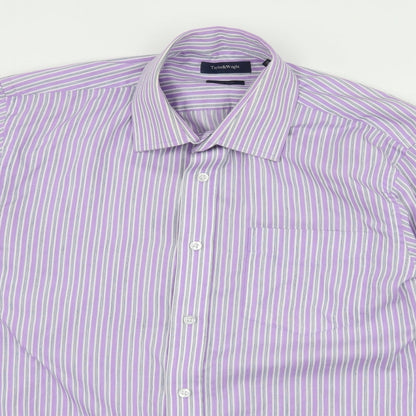 Taylor & Wright Mens Purple Striped   Button-Up Size 15.5