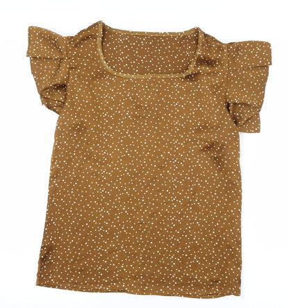 Womens UK Size S Preworn Brown Basic Blouse