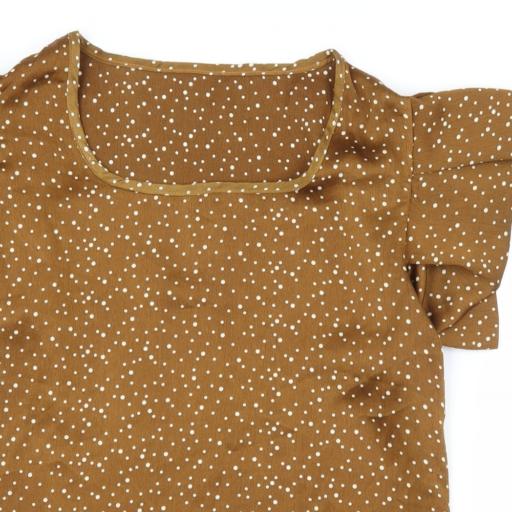 Womens UK Size S Preworn Brown Basic Blouse
