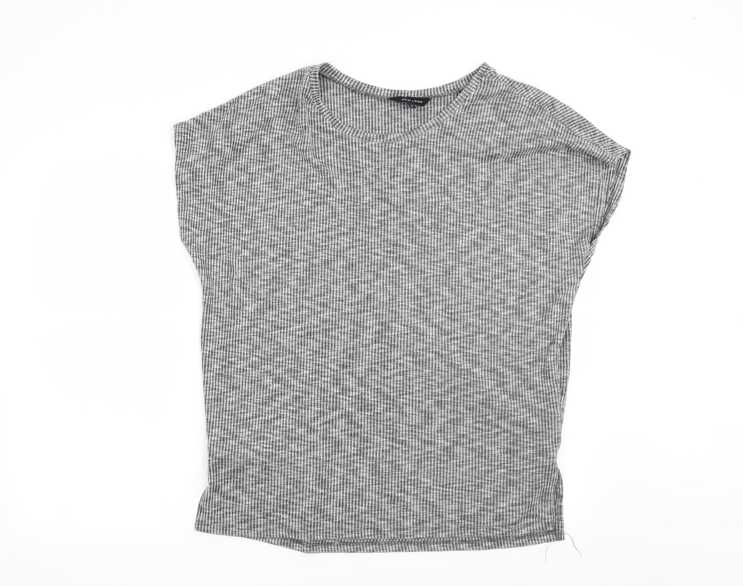 Womens UK Size 6 New Look Grey Basic T-Shirt
