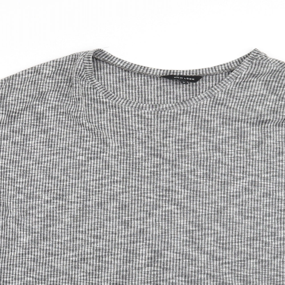 Womens UK Size 6 New Look Grey Basic T-Shirt