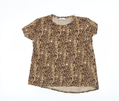 Womens UK Size S Zara Brown Basic T-Shirt