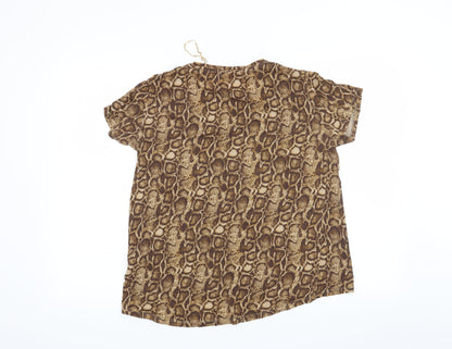 Womens UK Size S Zara Brown Basic T-Shirt