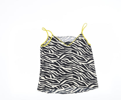 F&F Womens Black Animal Print  Basic Blouse Size 8