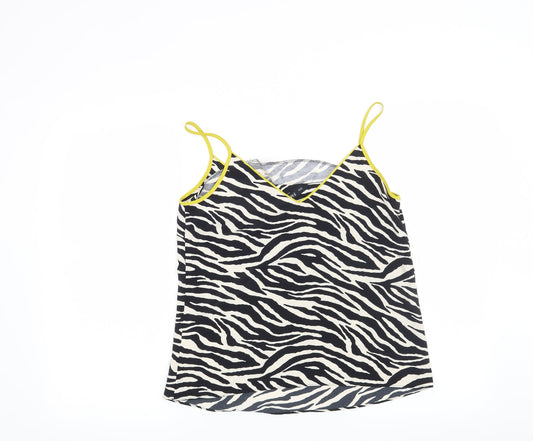 F&F Womens Black Animal Print  Basic Blouse Size 8