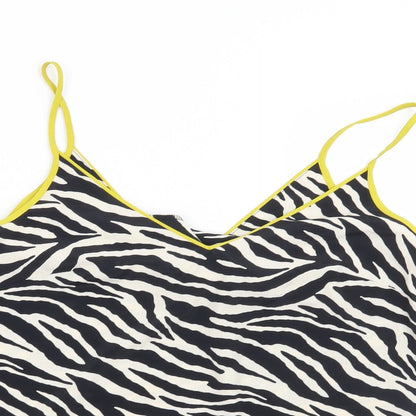 F&F Womens Black Animal Print  Basic Blouse Size 8