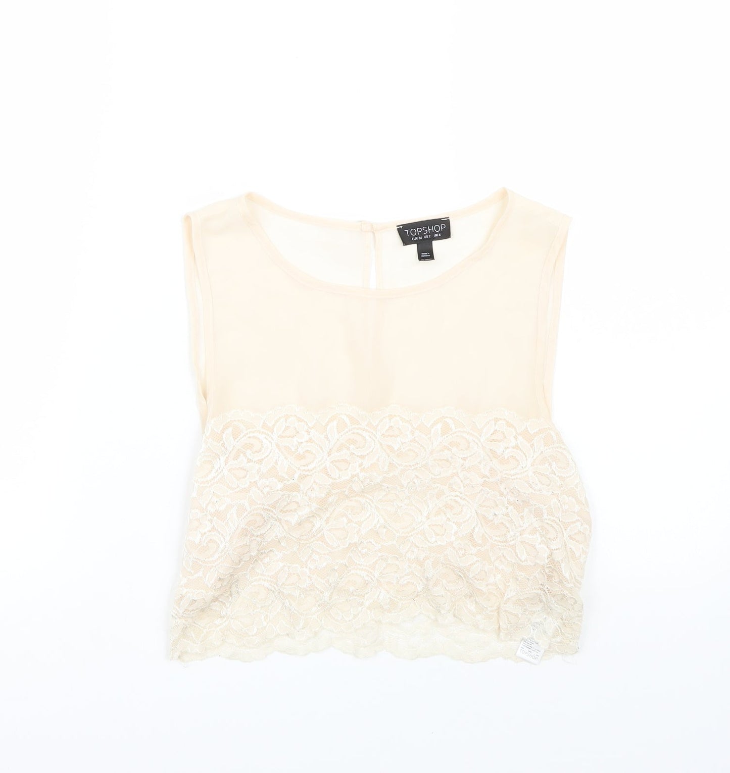 Womens UK Size 6 Topshop Beige Basic T-Shirt