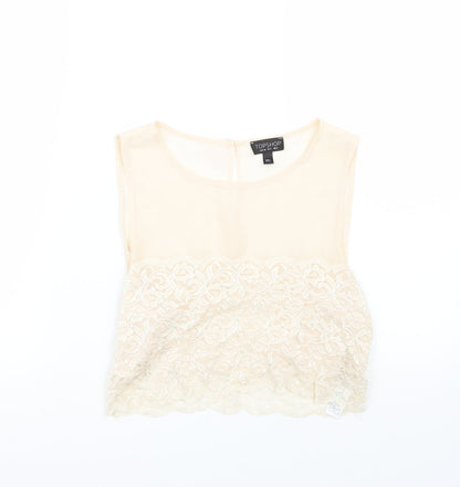 Womens UK Size 6 Topshop Beige Basic T-Shirt