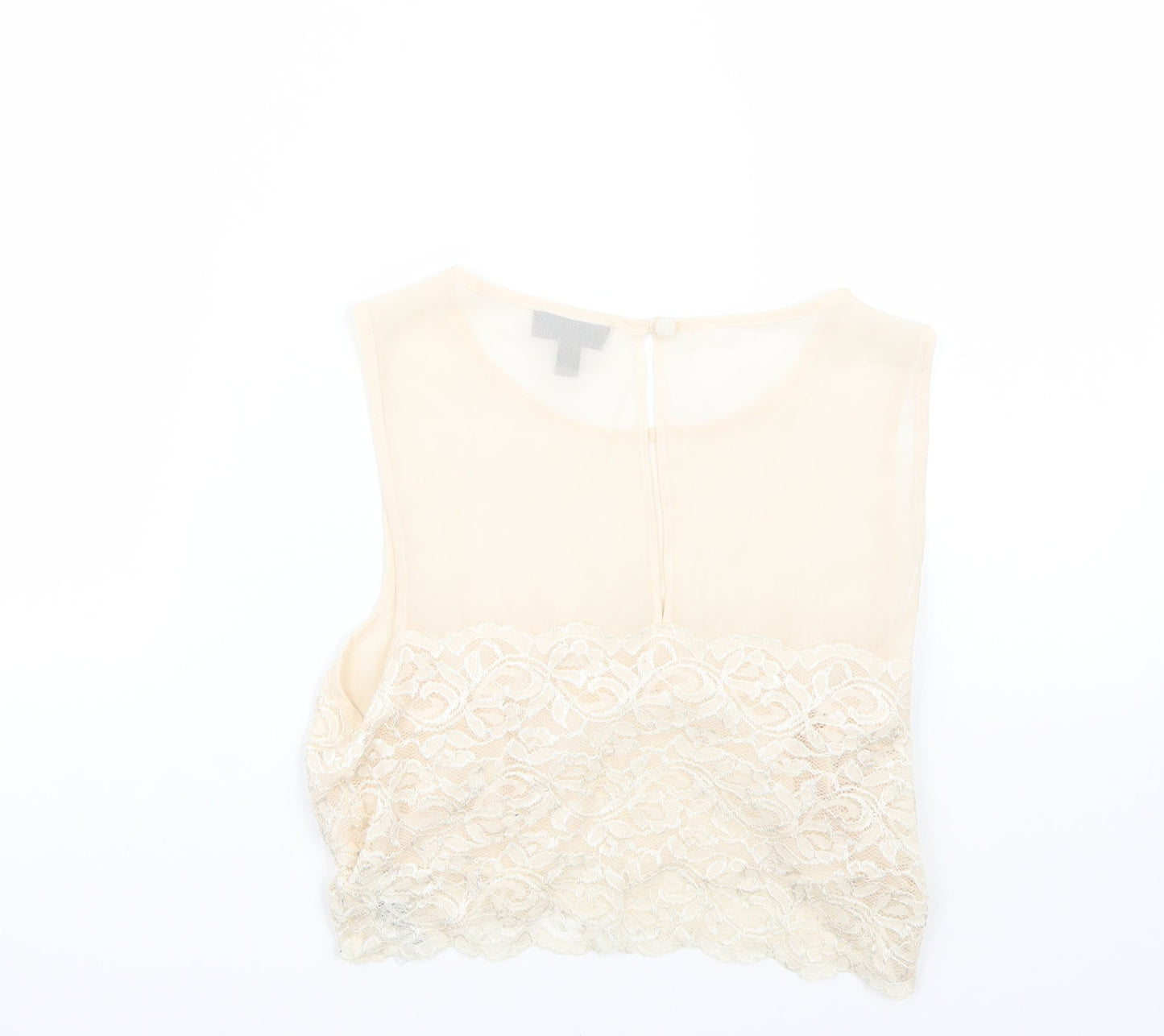 Womens UK Size 6 Topshop Beige Basic T-Shirt