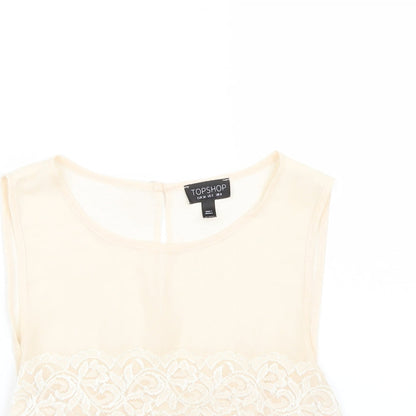 Womens UK Size 6 Topshop Beige Basic T-Shirt