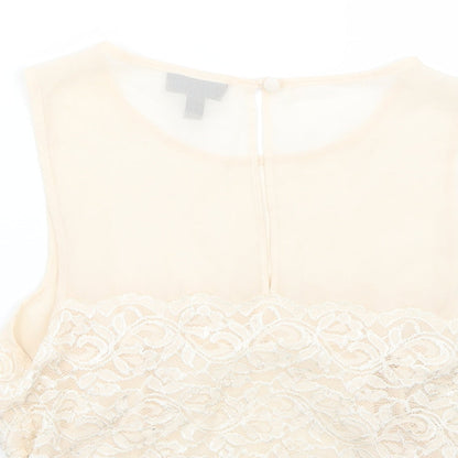 Womens UK Size 6 Topshop Beige Basic T-Shirt
