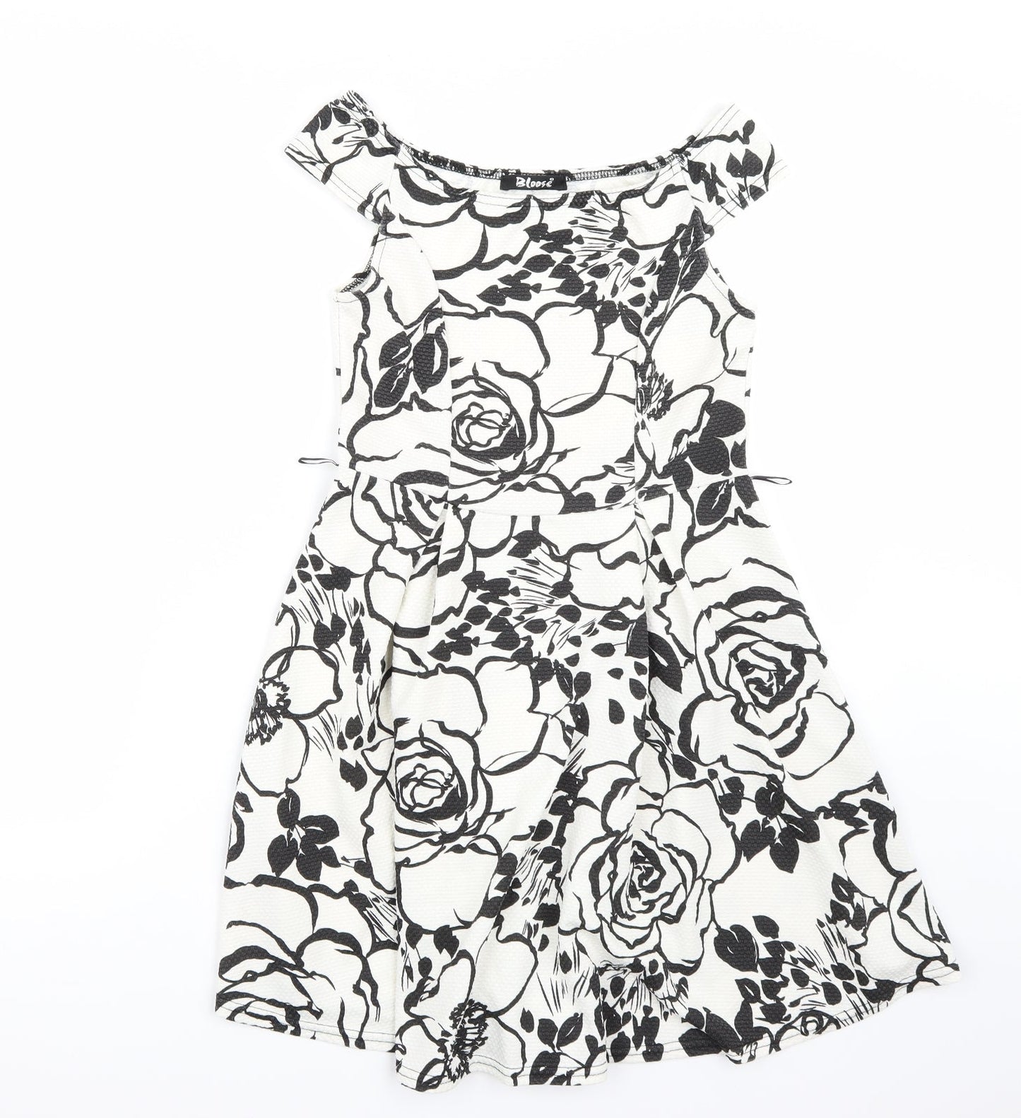 Bloose Womens White Floral  A-Line  Size S