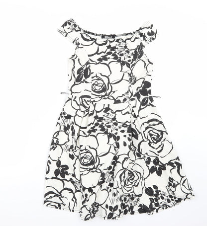 Bloose Womens White Floral  A-Line  Size S