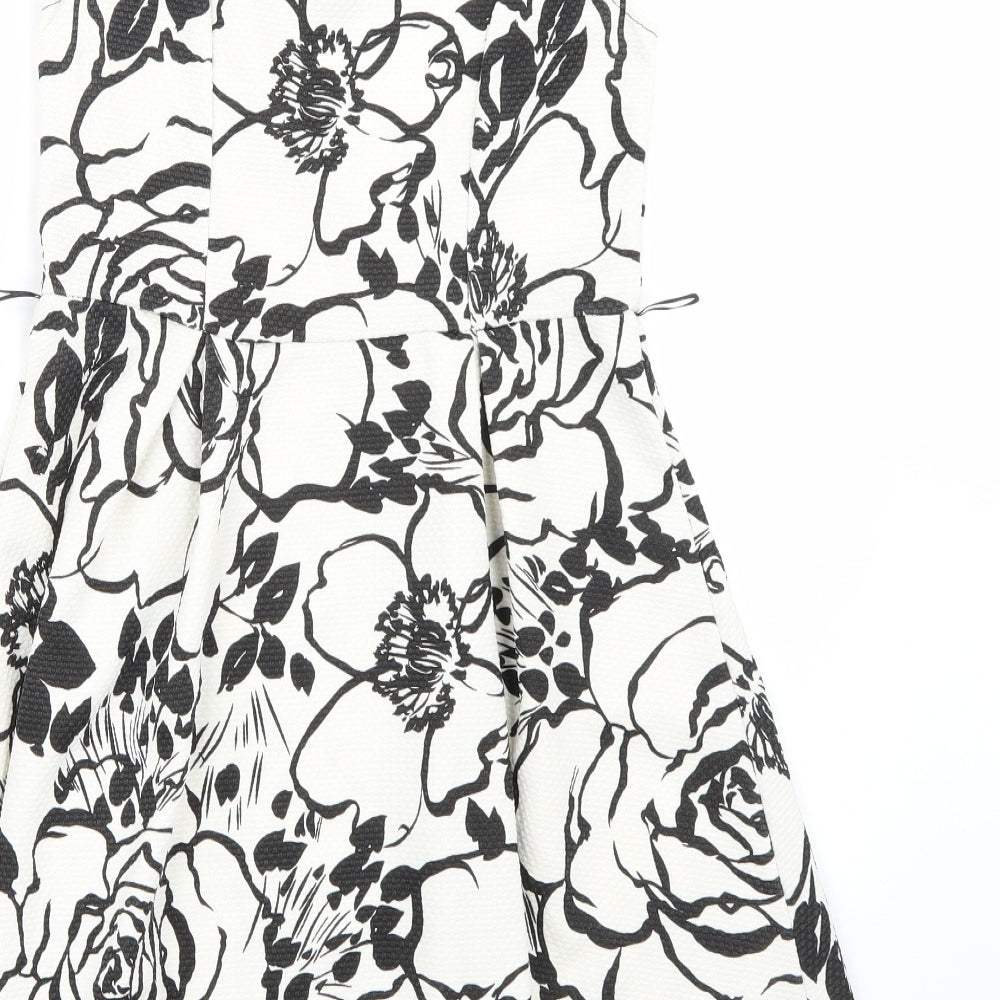 Bloose Womens White Floral  A-Line  Size S