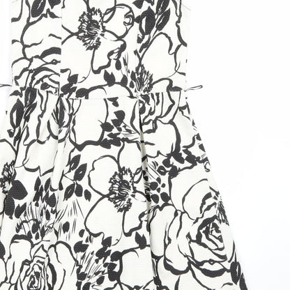 Bloose Womens White Floral  A-Line  Size S