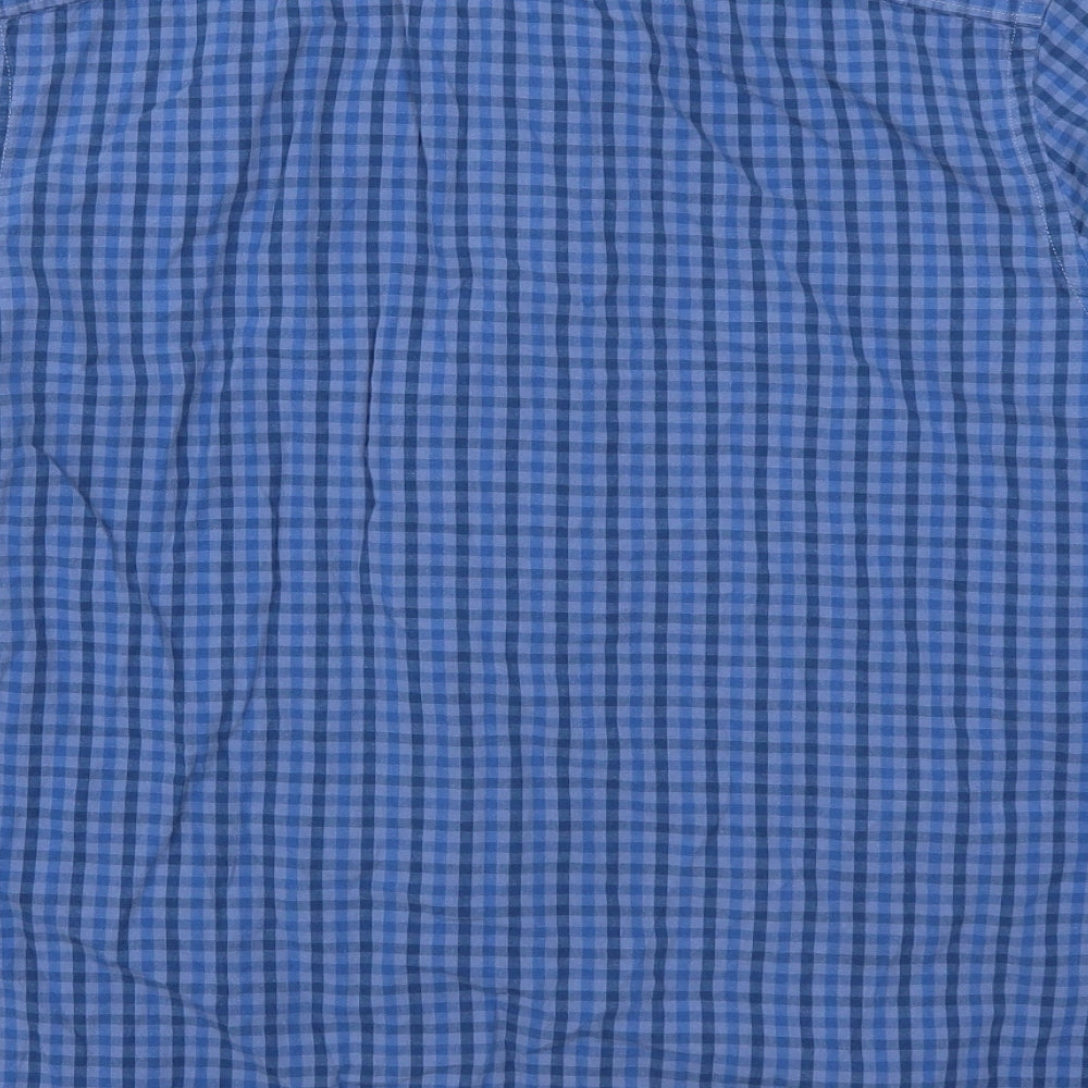 George Mens Blue Check   Button-Up Size L