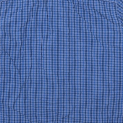 George Mens Blue Check   Button-Up Size L