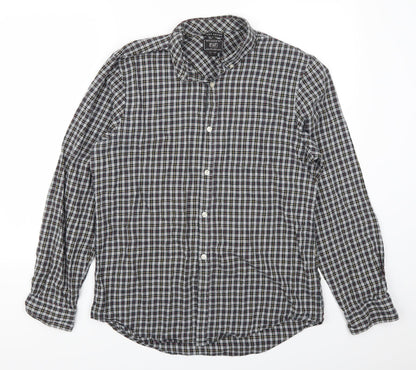 F&F Mens Grey Check Damask  Button-Up Size L  - Yellow and Red Check