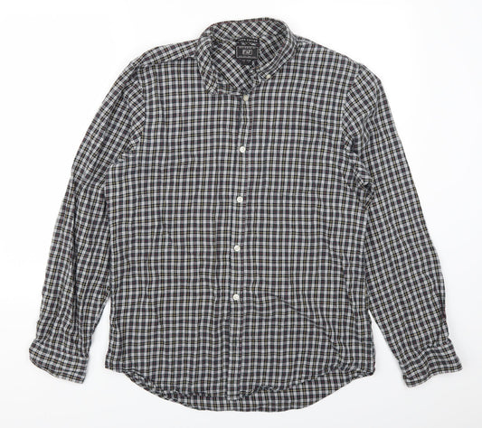 F&F Mens Grey Check Damask  Button-Up Size L  - Yellow and Red Check