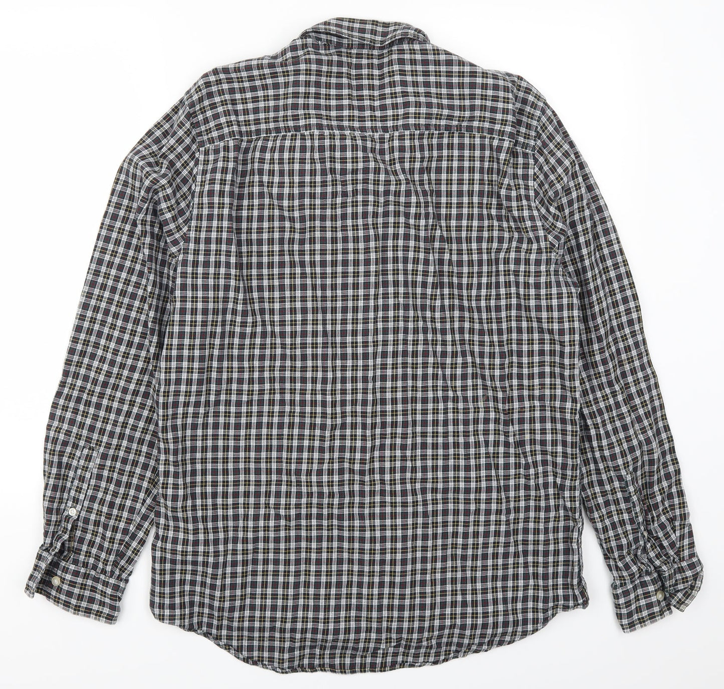 F&F Mens Grey Check Damask  Button-Up Size L  - Yellow and Red Check