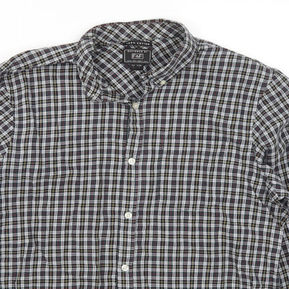 F&F Mens Grey Check Damask  Button-Up Size L  - Yellow and Red Check