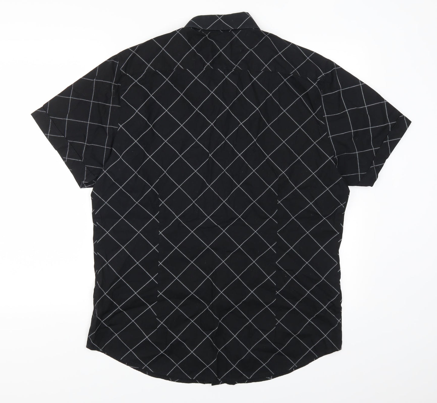 Mens UK Size L Cedarwood State Black  Button-Up Short Sleeve Casual Shirt
