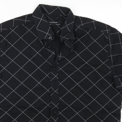 Mens UK Size L Cedarwood State Black  Button-Up Short Sleeve Casual Shirt