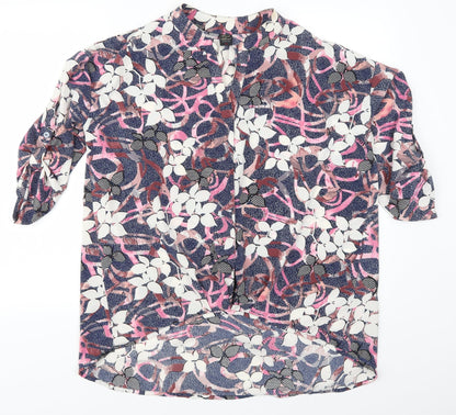 Funk n Soul Womens Blue Floral  Basic Blouse Size S