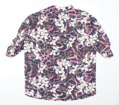 Funk n Soul Womens Blue Floral  Basic Blouse Size S