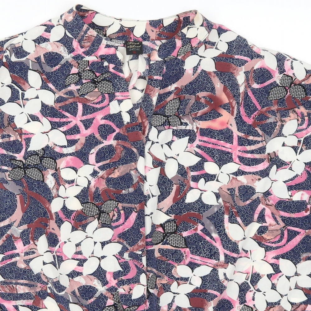 Funk n Soul Womens Blue Floral  Basic Blouse Size S