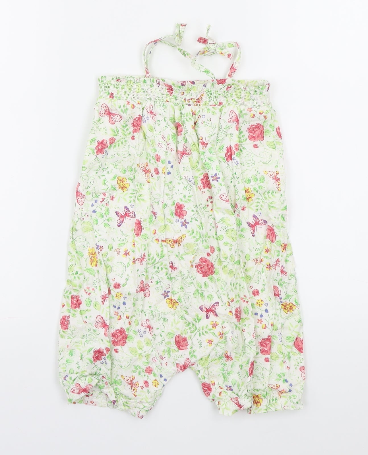 Mothercare Girls Green Floral  Romper One-Piece Size 4-5 Years