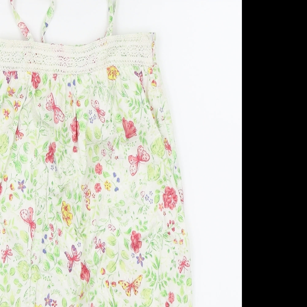 Mothercare Girls Green Floral  Romper One-Piece Size 4-5 Years