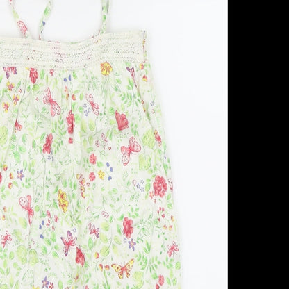 Mothercare Girls Green Floral  Romper One-Piece Size 4-5 Years