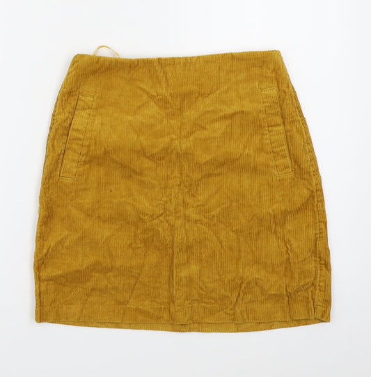 New Look Womens Gold  Corduroy A-Line Skirt Size 6