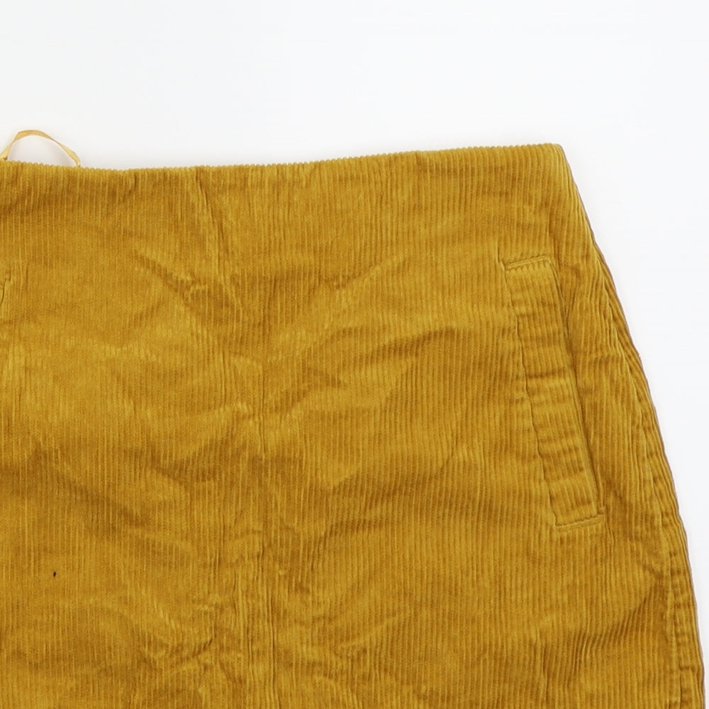 New Look Womens Gold  Corduroy A-Line Skirt Size 6